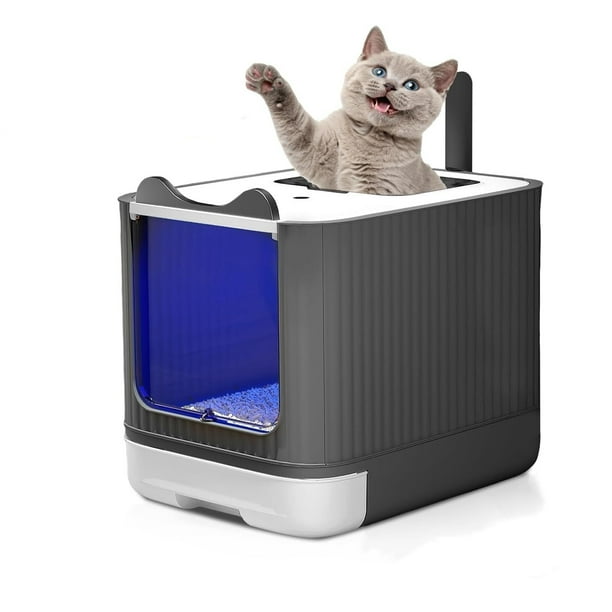 Caja de Arena para Gatos Plegable, Arenero Cerrado para Gato con Tapa, Equipada con luz UV y Bolsa Desodorante y Pala para Arena, Cat Litter Box Resistente Olores y Salpicaduras Box