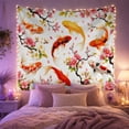 thumbnail image 2 of Koi Fish Swimming Among Cherry Blossoms with Pink Petals, Serene Japanese Inspired for Zen Decor Enthusiasts, Asian Wall Art, Housewarming Gift, Tapestry Wall Hanging for Bedroom and Living Room, 2 of 6