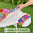 thumbnail image 5 of Pioneer Flower Floral Print Pattern Round Fitted Tablecloth with Elastic Edge,Dining Table Cover Waterproof,Outdoor Round Tablecloth for Camping,Dining,Indoor and Outdoor, 5 of 7