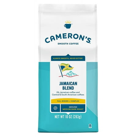 Pack of 6, Camerons Coffee Jamaican Blend Roasted Ground Coffee Bag, 10 oz