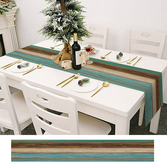 Linen Table Runner Retro Barn Wood Teal Non Burlap Rectangle Table Setting For Farmhouse Southwest Table 120 Table Table for Rectangle Tables Lace Christmas Table Table Fancy