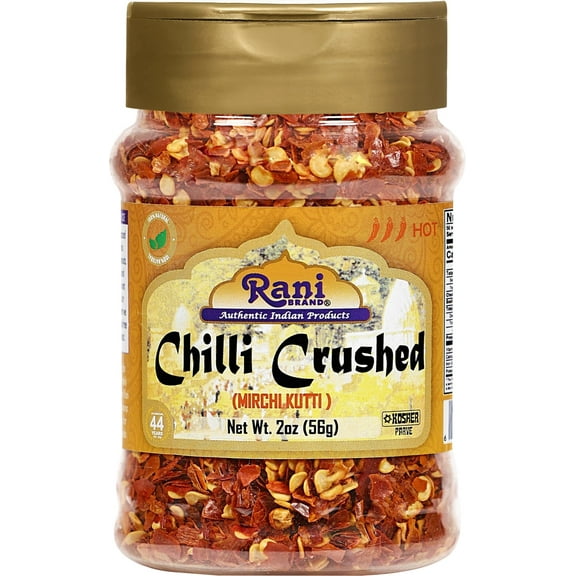 Rani Crushed Red Pepper Flakes Chilli (Pizza Type Cut) 2oz (56g) PET Jar ~ All Natural, No Color added, Gluten Friendly | Vegan | NON-GMO | Kosher | No Salt or fillers