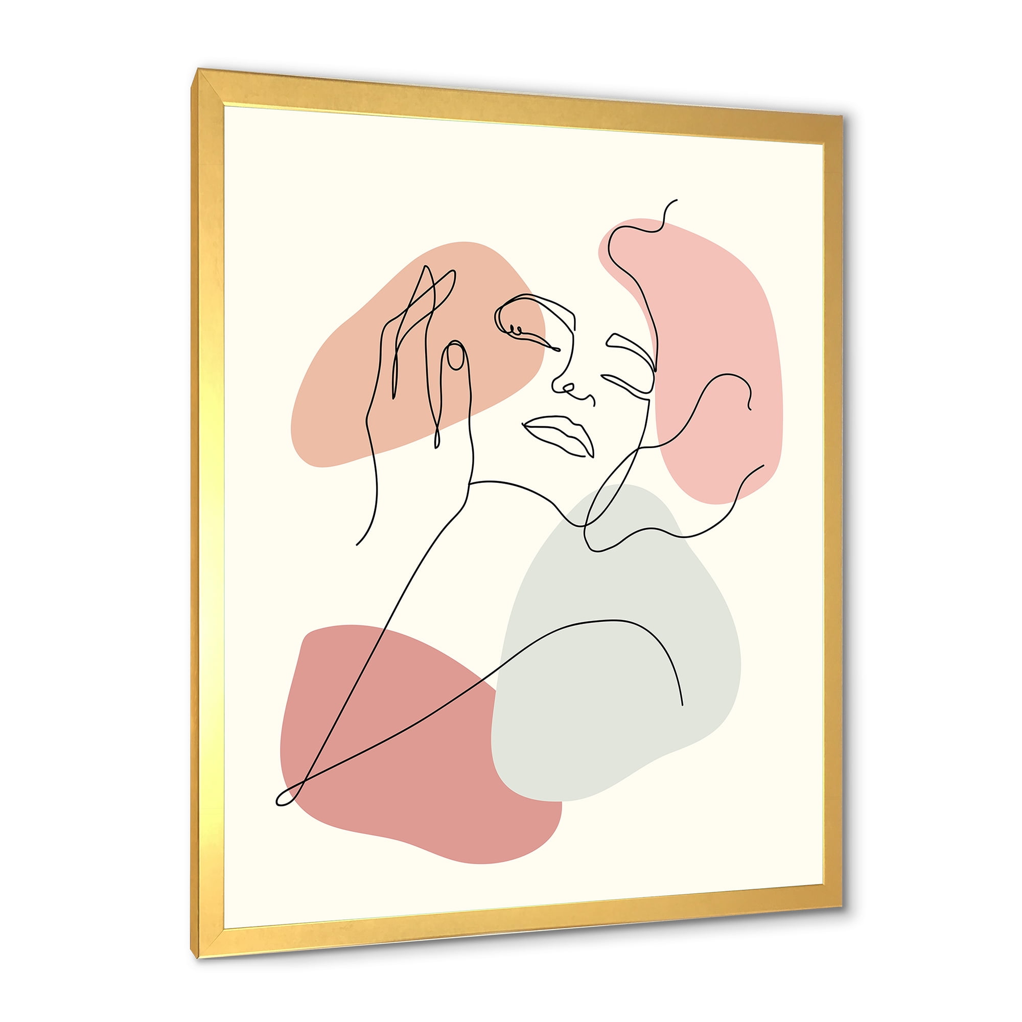 Designart 'Continuous One Line Portrait of Woman' Modern Framed Art Print