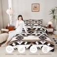 thumbnail image 4 of Manfei Southwestern Geometric Queen Comforter Set, Hippie Aztec Comforter Sets Queen, Black White Brown, Reversible 3 Pieces, 1 Comforter and 2 Pillowcases, 4 of 6