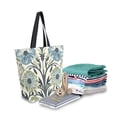 thumbnail image 2 of FORMRS Womens Canvas Tote Bag with Zipper Inner Pocket Shoulder Handbag, Blue Floral Pattern, 2 of 7