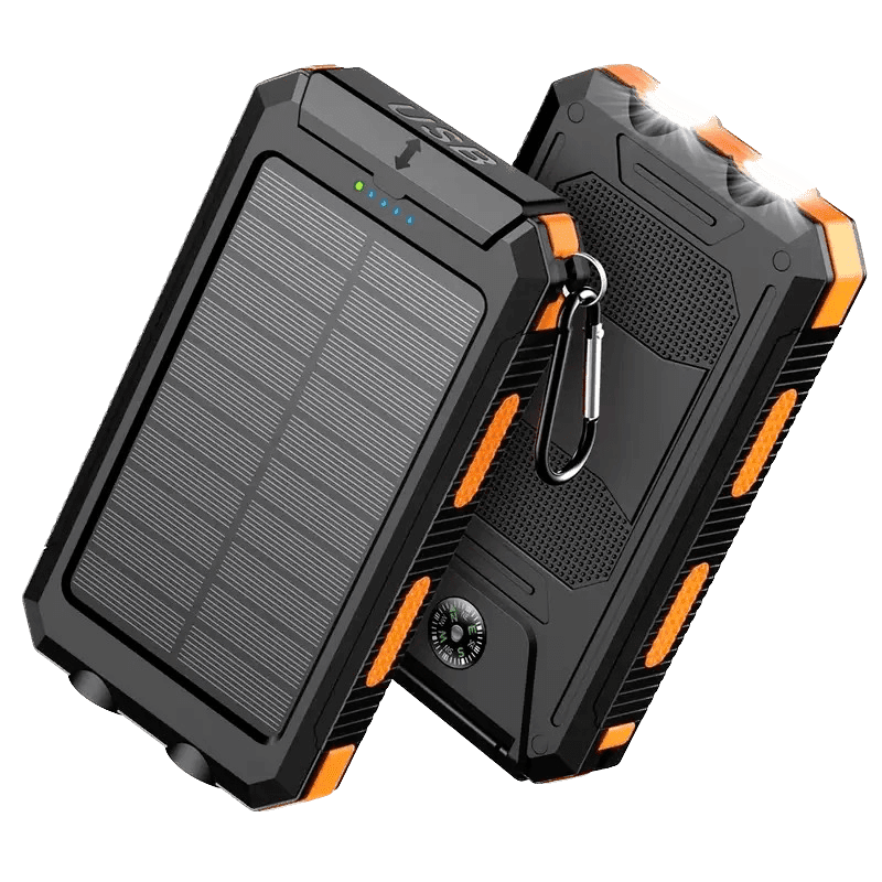 19000mAh Solar Charger Power Bank, Portable Solar Phone Charger, Camping External Battery Charger Suitable for Mobile Phones, 2 USB Ports/LED Flashlight with Compass Suitable for Outdoor Activities