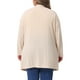 thumbnail image 3 of Cardigan de botón de mujer plus size Agnes Orinda, cuello en V, de manga larga, con bolsillo, tejido acanalado, suelto y casual, 1X color albaricoque, 3 of 6