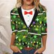 thumbnail image 2 of Tops Navideños Para Mujer Blusas Moda Impreso Camiseta Suelta 3 4 Mangas Cuello Redondo Casual Odeerbi  ODB191443, 2 of 4