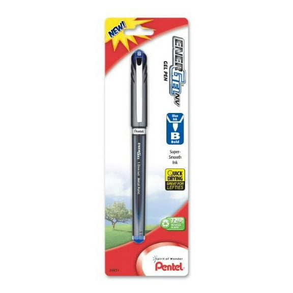 Pentel EnerGel NV Liquid Gel Pen, 1.0mm, Bold Line, Capped, Metal Tip, Blue Ink, 1 Pack (BL30BPC)