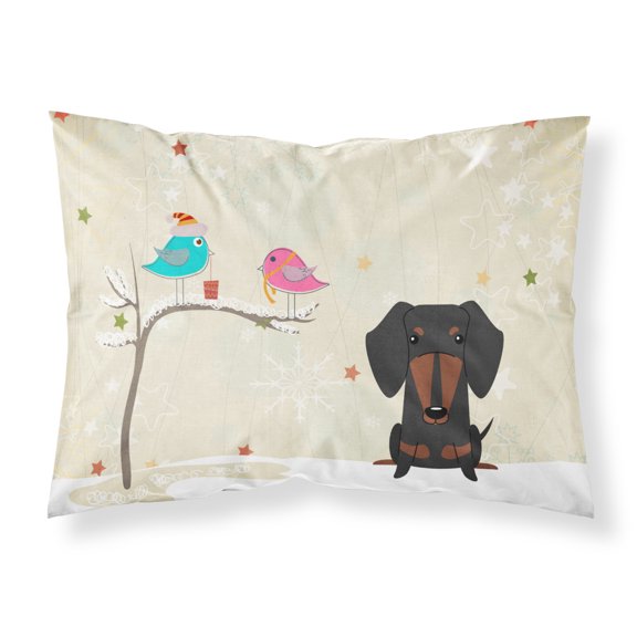 Christmas Presents between Friends Dachshund - Black and Tan Fabric Standard Pillowcase