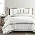 thumbnail image 1 of Lush Decor Ensemble de Couette Réversible à Rayures Style Ferme en Coton - Ensemble de Literie 3 Pcs à Rayures Fines Douillettes - Déco de Chambre Charme Classique Moderne Rustique - Très Grand, Gris Foncé, 1 of 4