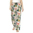 thumbnail image 2 of Lsque Summer Cactus With Blooming Print Women's Pajama Pants, Lounge Pant - Comfortable Home Wear,Elastic Waistband, Stylish Design-Small, 2 of 9