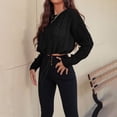 thumbnail image 4 of VISALY Pullover Crewneck Sweatshirt Knit Sweater Women's Cable Knit Sweaters Drop Shoulder Long Sleeve Crew Neck Casual Pullover Tops Crochet Sweaters Lightweight Pullover Soft Sweaters Black M, 4 of 9