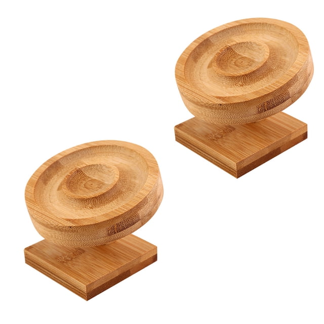 Inteprter 2 piezas de madera bandeja cuentas joyería brazalete accesorios decoración soporte ranura organizador soporte encimera Almacenamiento y organización del hogar Bambú/Redondo
