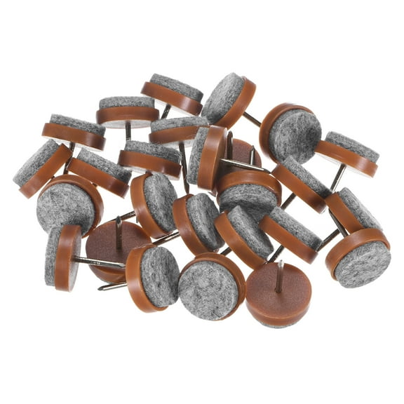 Uxcell 24-Pack Furniture Felt Pads Nail-on, 0.86" (22mm) Heavy Thickening Felt Round Pad for Hardwood Floor Protector [Brown]