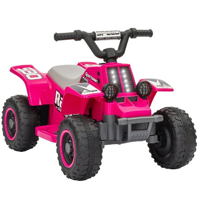 Qaba 6V Kids ATV Quad, 4 Wheeler Electric Ride on Car w/ Headlights, Pink