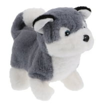 LEORX Grey Electronic Dog Toy for Kids Battery Operated Interactive Walking Plush Stuffed Husky Dog Toy 12.6 inches