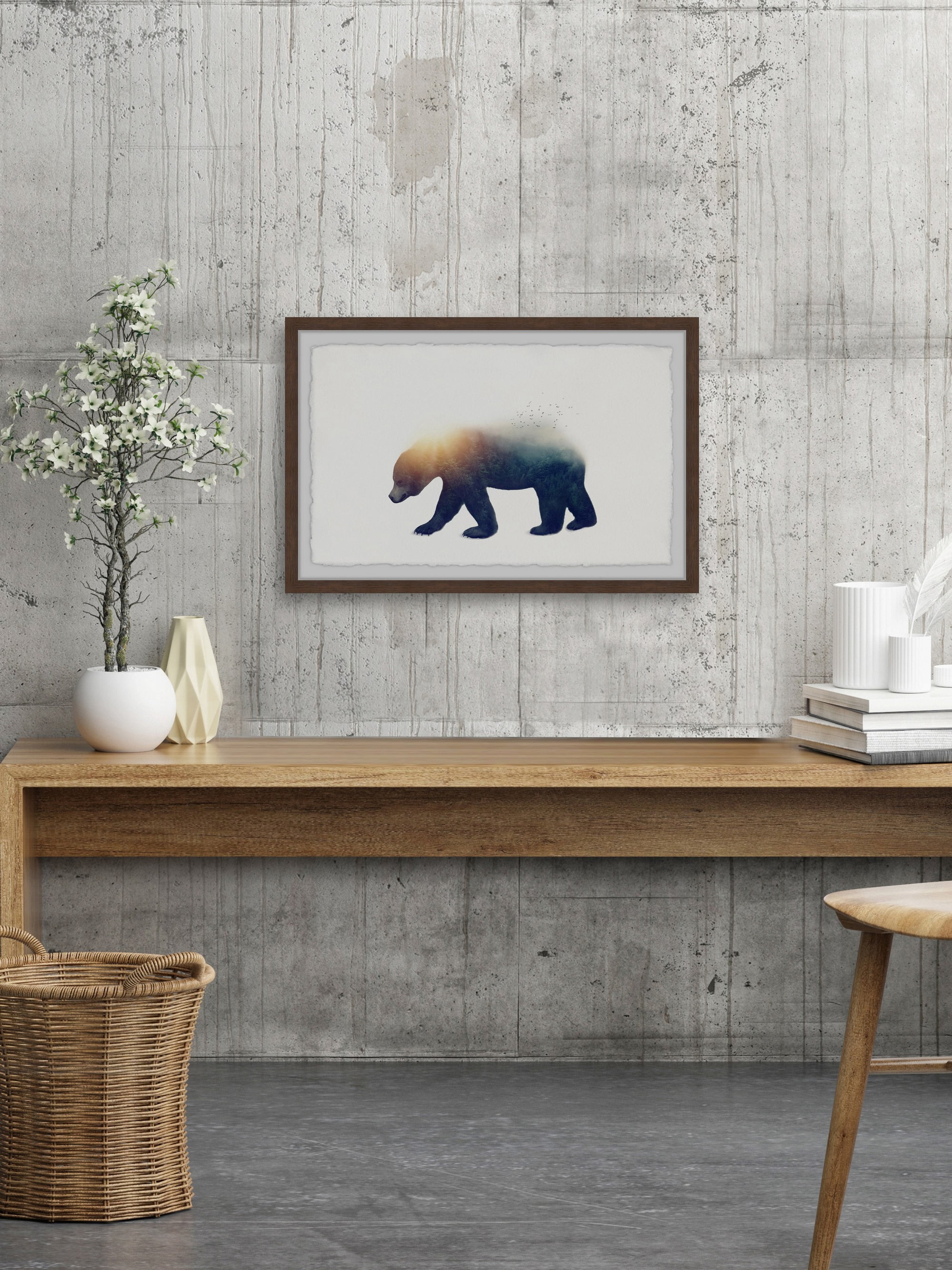 Marmont Hill Sun Bear Framed Wall Art, 16" x 24"