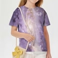thumbnail image 2 of OGLCCG Cute Summer Tops for Teen Girls Galaxy Space Print Tops Dressy Casual Short Sleeve Crewneck Graphic Tees Blouses 3-14 Years, 2 of 8