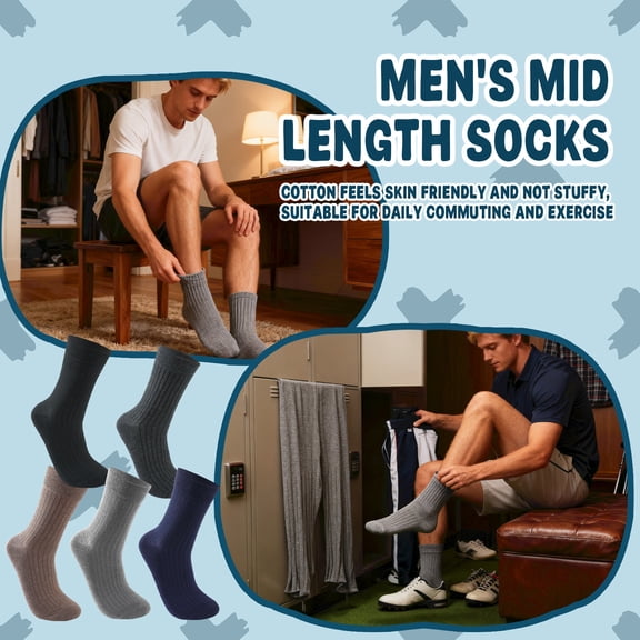 Inglocry Mens Socks Hiking Warm Winter Fashion Casual Crew Solid Color Stocking Gift Comfy Work Socks Black