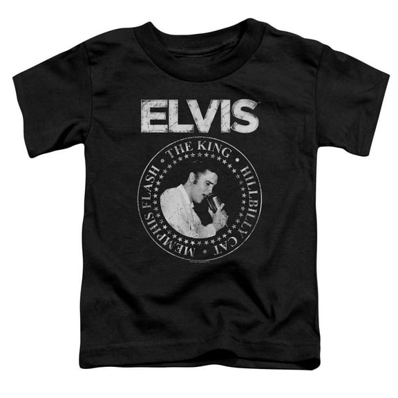 Trevco ELV868-TT-2 Elvis Presley Rock King Short Sleeve Toddler T-Shirt, Black - Medium 3T