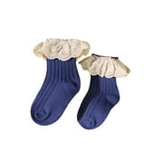 Nituyy Toddler Ribbed Sock Pair Lacing Hem Elastic Cuff Middle Stockings