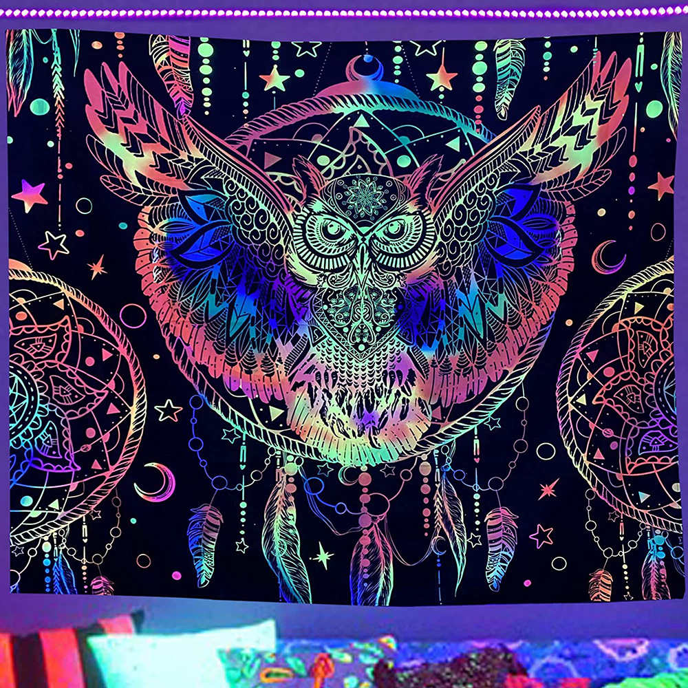 Welliumy Wall Hanging Black Light Tapestry Trippy Tapestries Dorm Room
