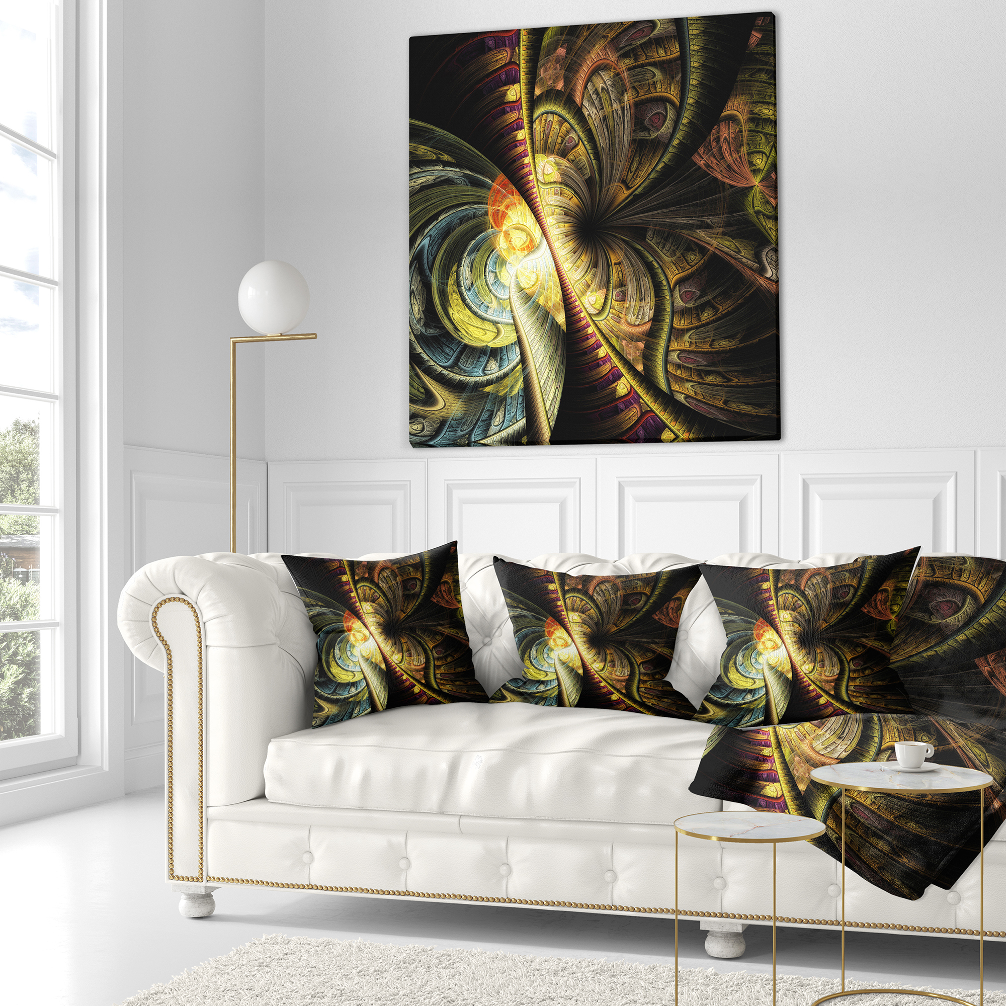 Designart Fractal Illustration - Abstract Throw Pillow - 16x16