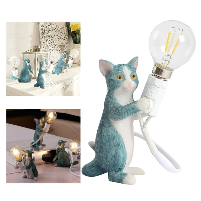 Lámpara de mesa perfecl de resina estilo rústico gato Azul 100x60x140mm