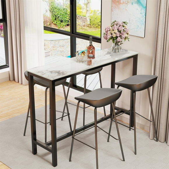 Wisfor Table de Bar Rectangulaire en Pierre Frittée : 120 cm de Long, Jade Froid Nature, Marbre Texturé, Tables de Bar Hauteur Comptoir 105 cm, Table de Cocktail, Mobilier de Bar pour Maison, Cuisine, Déjeuner, Salle à Manger