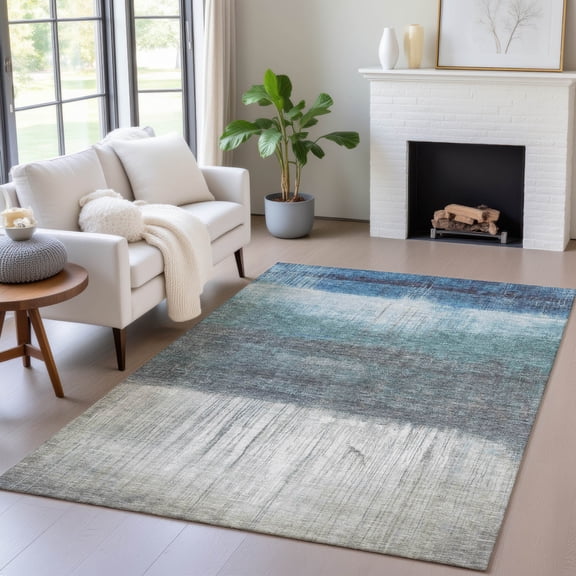 Addison Rugs Chantille Indoor/Outdoor Transitional Abstract Blue Machine Washable Rectangle Rug, 10' x 14'