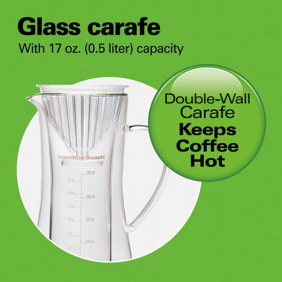 Hamilton Beach Pour Over Coffee Maker, 17 Ounce Glass Carafe, 40406