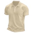thumbnail image 4 of Mens Polo Shirts Buttons Short Sleeve Basic Business Shirts Breathable Soft Casual Performance Classic Fit Shirts Khaki M, 4 of 6
