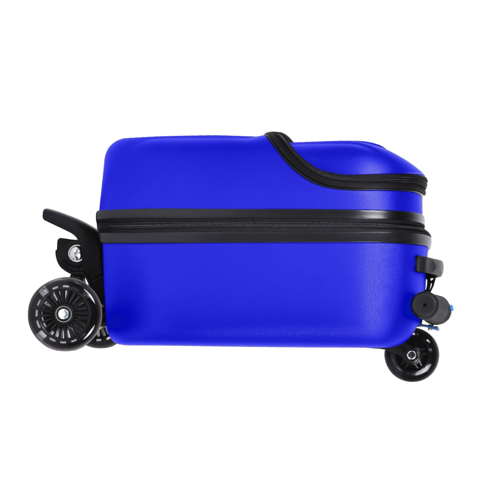Advwin Scooter Suitcase with Top Opening & LED Light-up Wheel, Lightweight Hardshell Foldable Ride-On Luggage with Adjustable Handle for Travel, Blue