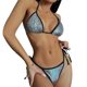thumbnail image 1 of E8BF-Conjunto de Bikini con cuello Halter para mujer, traje de baño con espalda descubierta, bañador metálico de 2 piezas, ropa de playa con lazo lateral triangular, 1 of 5