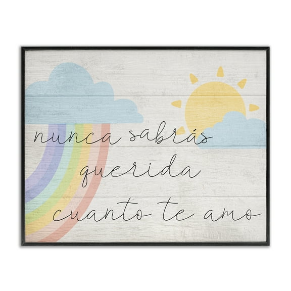 Stupell Industries Querida Cuanto te Amo Inspirational Quotes & Sayings Painting Black Framed Art Print Wall Art, 14 x 11