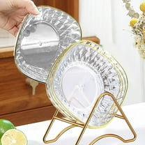 Set of 4 Plastic Spit Plates with Storage Base for Bones, Snacks, and Tabletop Cleanup In White, Black, or Green