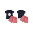 thumbnail image 2 of PaerPade Baby Toddler Boys Shorts Set, 6 12 18 24 Months 2T 3T Short Sleeve Embroidery Baseball T-shirt with Plaid Shorts Summer 2-piece Outfit, 2 of 9