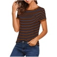 thumbnail image 3 of SROBPTY Womens T-Shirts Fashion Print Crew Neck Short Sleeve Lightweight Summer Tops for Everyday Use, 3 of 5