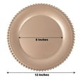 thumbnail image 3 of BalsaCircle 24 Rose Gold 12" Beaded Trim Acrylic Wooden Textured Round Acrylic Charger Plates, 3 of 8