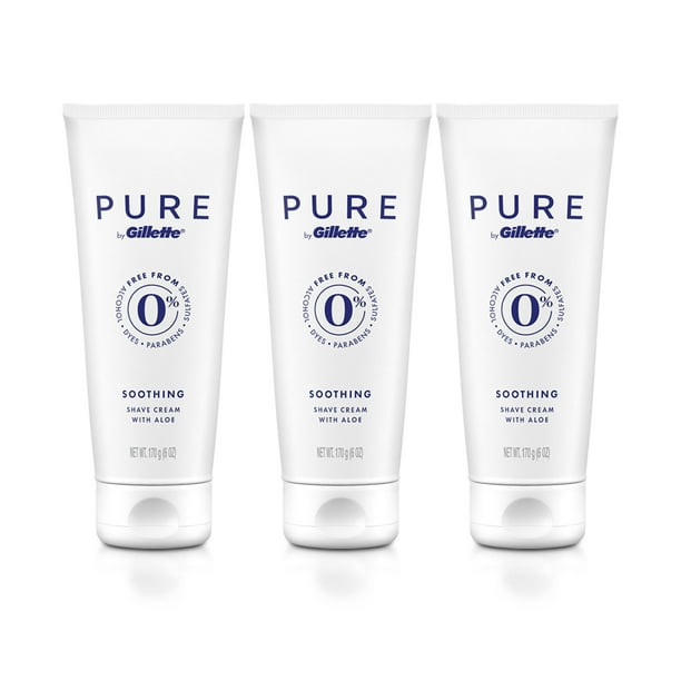 Pure by Gillette Shaving Cream for Men, 6 fl oz, 3 Pack
