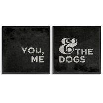 Stupell Industries You Me and the Dogs Quote Family Pet Black White Framed Wall Art Design by Gigi Louise, 2 Piece, 12" x 12", Black Framed