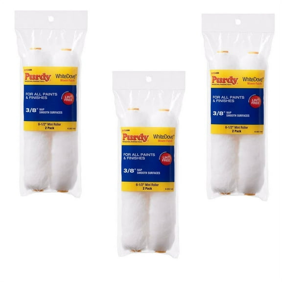 Genuine Purdy 3 Sets of White Dove 6-1/2" x 3/8" Nap 2 Pack Roller Covers 14G605062-3PK