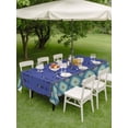 thumbnail image 4 of Outdoor Tablecloths with Umbrella Hole & Zipper, Navy Blue Boho Rectangle Tablecloth 52x70 Inch, Vintage Ethnic Tribe Abstract Art Retro Waterproof Table Cloth, Patio/Pool/Picnic Table Covers, 4 of 8