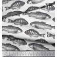 thumbnail image 2 of Soimoi White Rayon Crepe Fabric Fish Ocean Decor Fabric Printed Yard 46 Inch Wide, 2 of 2