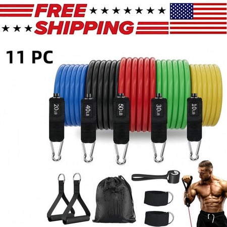 Exercise Bands Set with Handles, Work Out Bands with Door Anchor, Ankle Straps for Strength Training, Physical Therapy, Home Gym for Men and Women, Yoga, Pilates 150 LBS