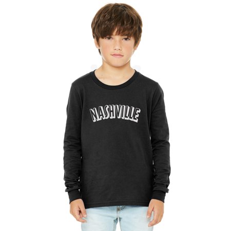Daxton Youth Long Sleeve Nashville Basic Tshirt - Black White Medium