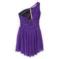 thumbnail image 6 of YIZYIF Kids Girls Sequins Figure Skating Dress One Shoulder Dance Gymnastics Competition Leotard Dress A Purple 8, 6 of 7
