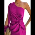 thumbnail image 1 of Vestido de Cóctel para Mujer, con un Solo Hombro, Larga y Abertura Alta, para Fiesta de Boda Rosa Roja L, 1 of 8