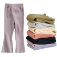 thumbnail image 4 of LYMAYTER Baby Girls Flare Pants Toddler Elastic Waist Stretch Trousers Kids Solid Color Yoga Bottoms Pants for 1-10 Years, 4 of 9